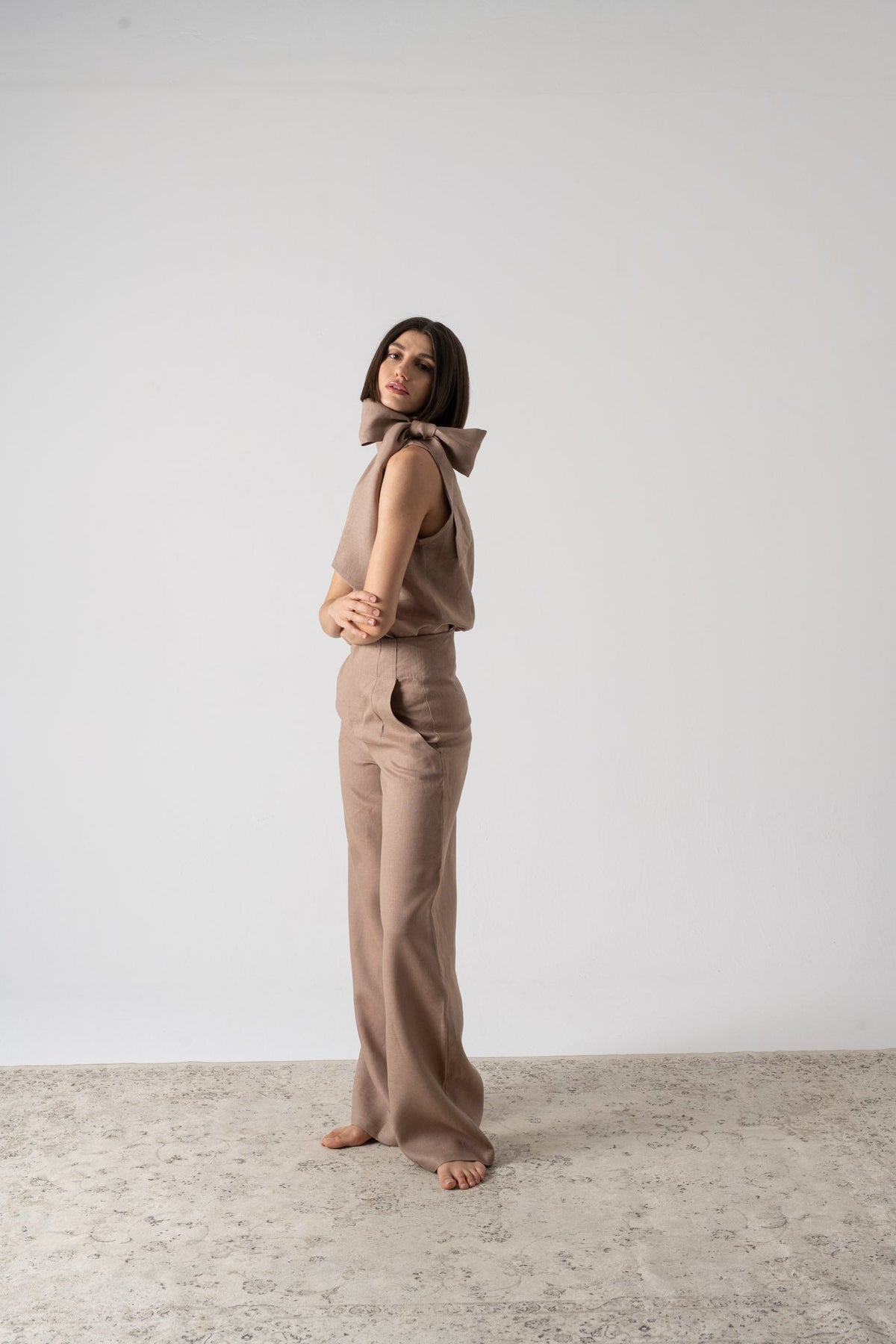 Axel Tie Top Mocha-Taupe Luxmii