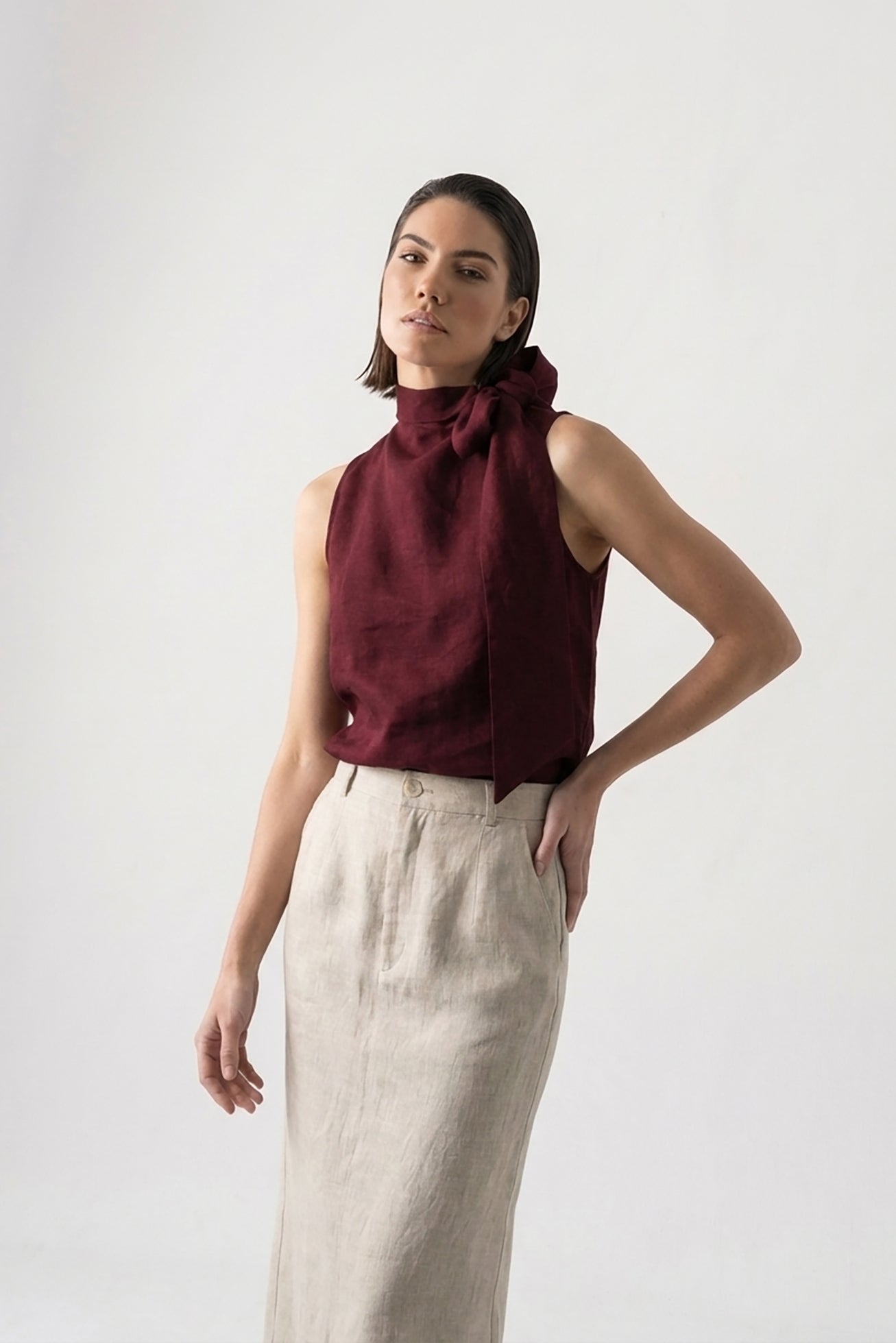 Axel Tie Top Wine Luxmii