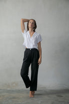 Collo Alto Linen Top White Luxmii