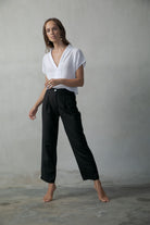 Collo Alto Linen Top White Luxmii