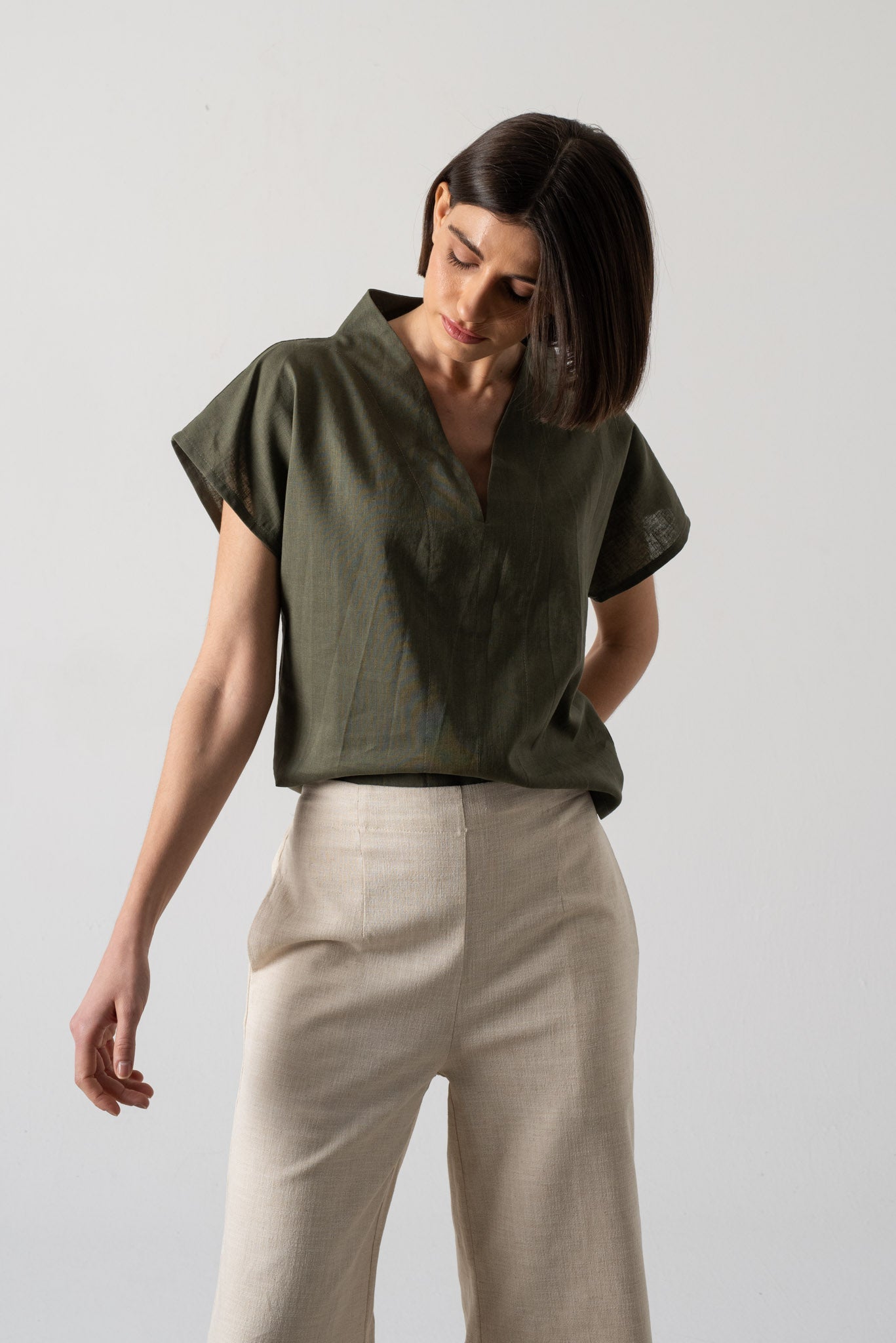 Collo Alto Top Khaki Luxmii