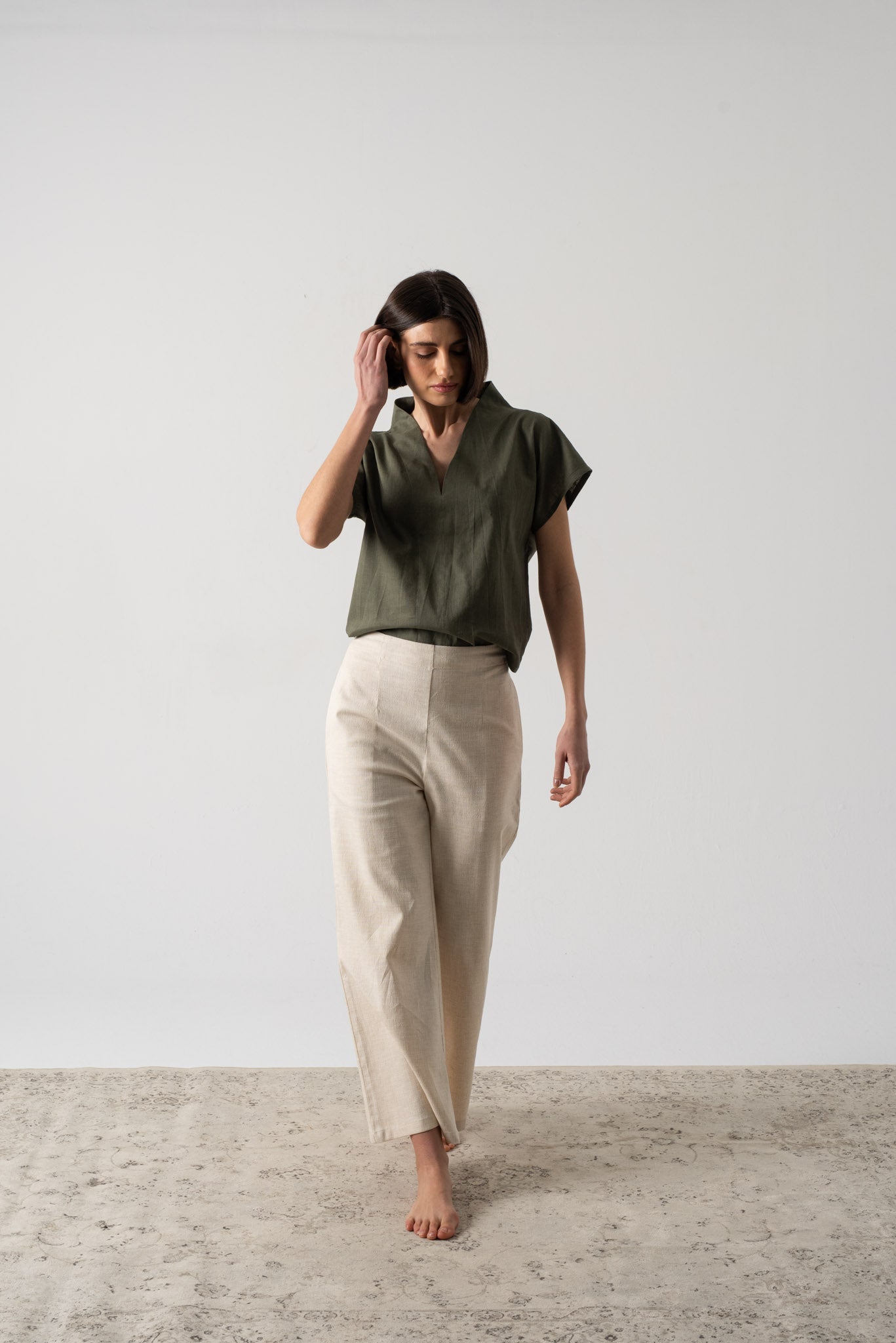 Collo Alto Top Khaki Luxmii