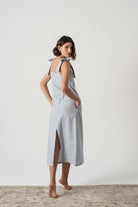 Jakob Linen Slip Dress French Blue Stripe Luxmii