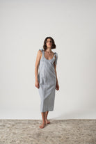 Jakob Linen Slip Dress French Blue Stripe Luxmii