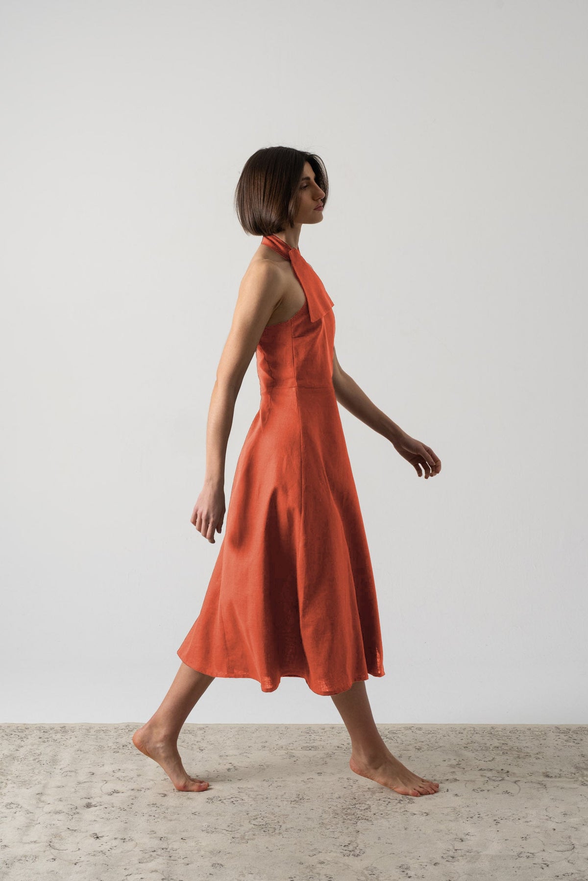 Oréa Halter Midi Dress Copper Luxmii