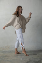 Relaxed Pallocino Linen Top Oatmeal Luxmii