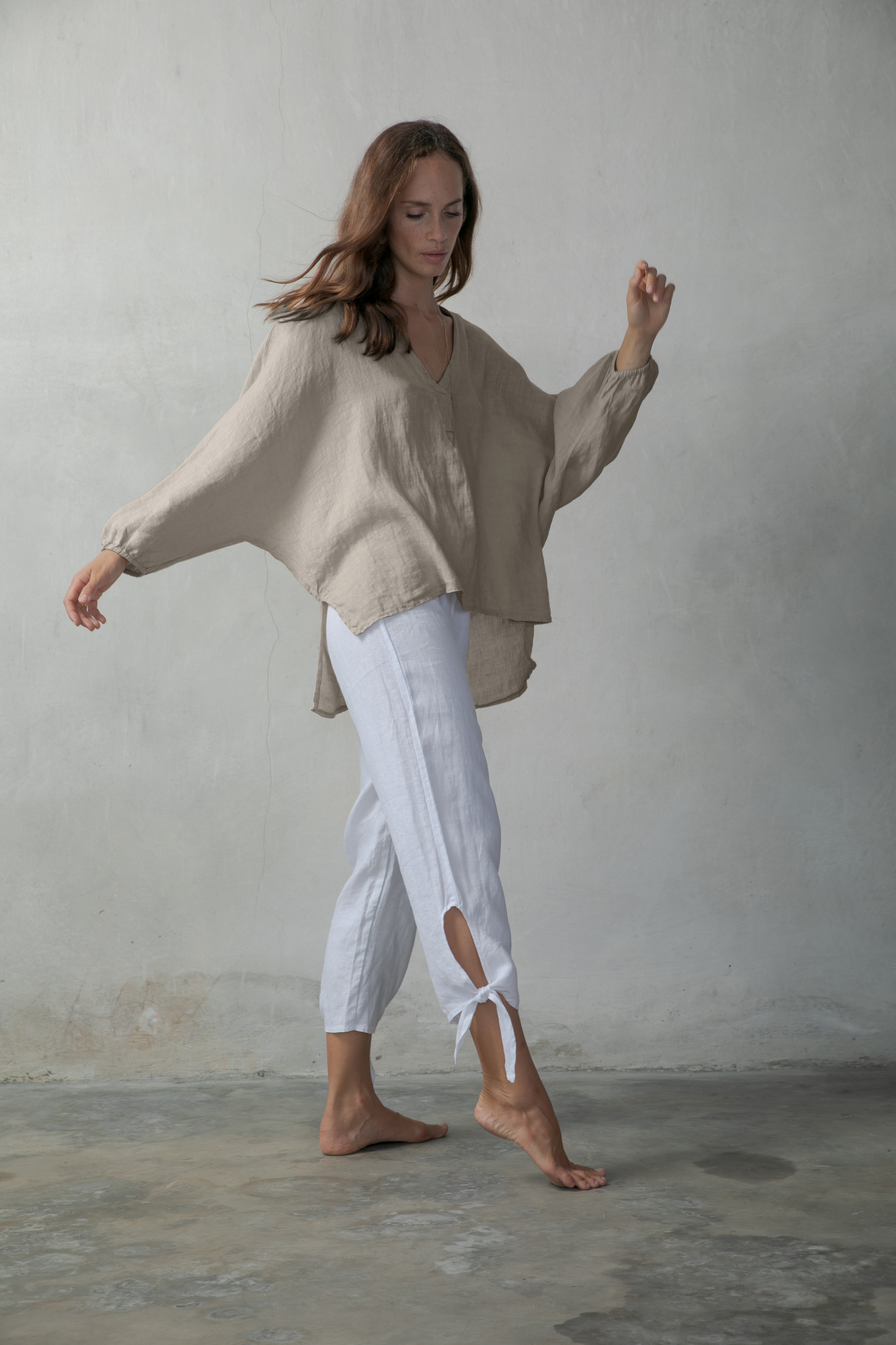 Relaxed Pallocino Linen Top Oatmeal Luxmii