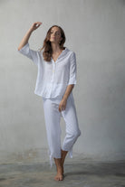 Tie-Knot Linen Capri Pants White Luxmii
