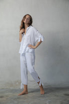 Tie-Knot Linen Capri Pants White Luxmii