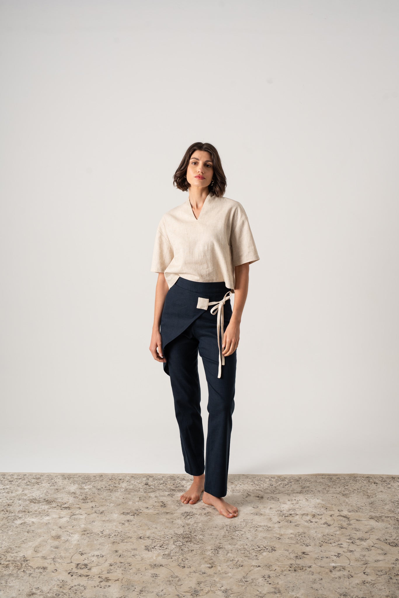 Zephyr Wrap Pant in Navy Luxmii