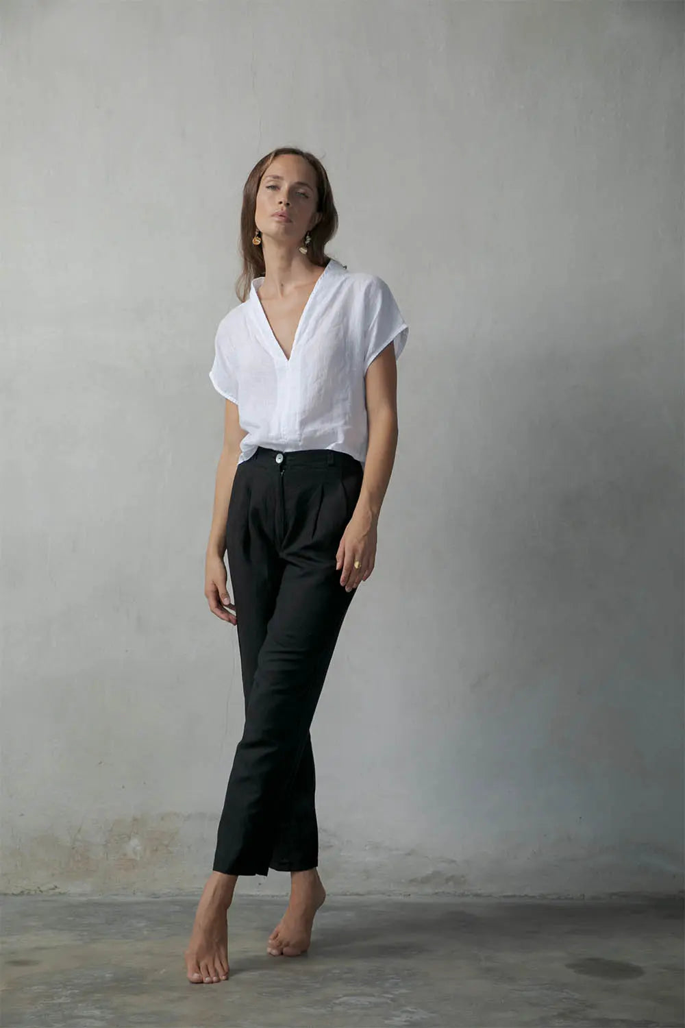 Piega Linen Trousers Black - Luxmii