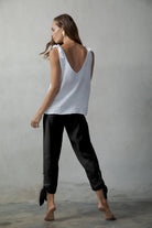 Tie-Knot Linen Capri Pants Black - Luxmii