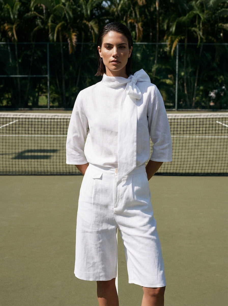 Ari Tie Blouse - Tennis Court Fashion