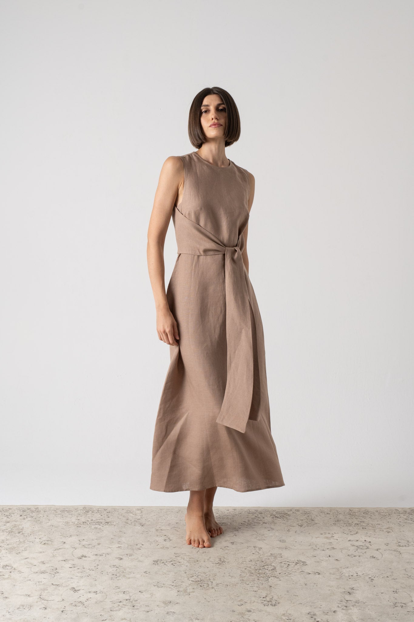 Amal Wrap Dress Mocha-Taupe Luxmii