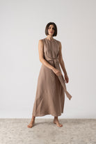 Amal Wrap Dress Mocha-Taupe Luxmii