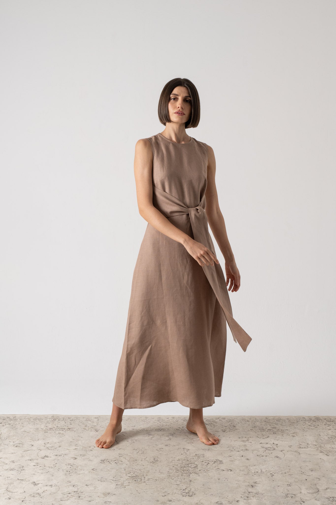 Amal Wrap Dress Mocha-Taupe Luxmii