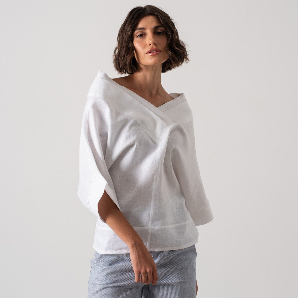 Architecture’s Linen Top White - Luxmii – LUXMII
