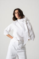 Ari Linen Tie Blouse White Luxmii