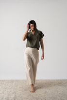 Collo Alto Top Khaki Luxmii