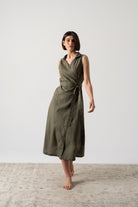 Cora Wrap Dress Khaki Luxmii
