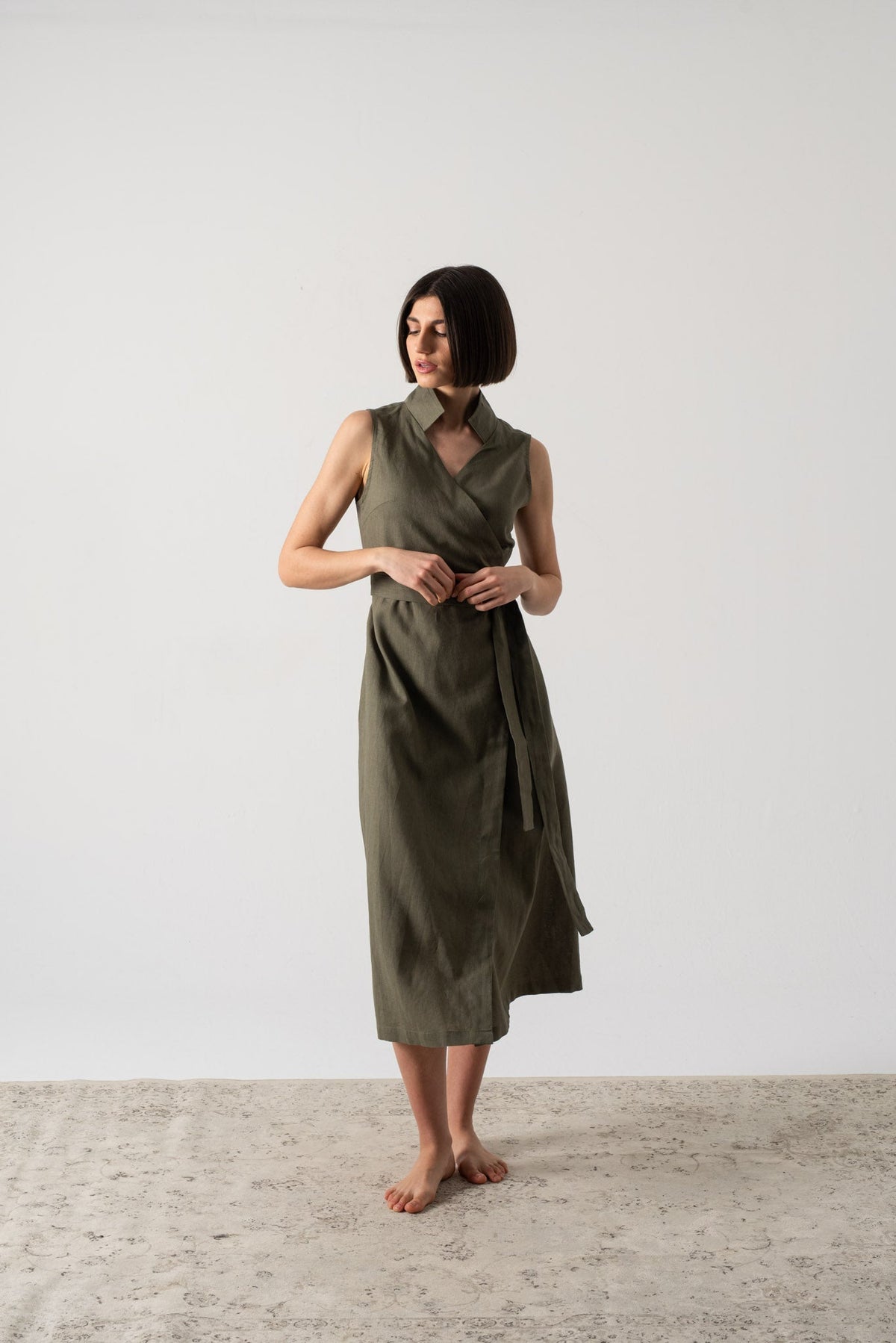Cora Wrap Dress Khaki Luxmii