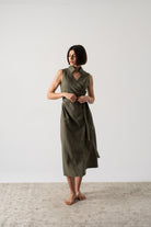 Cora Wrap Dress Khaki Luxmii