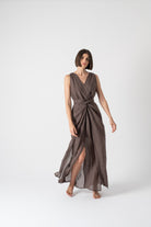 Dress 3 in Ramie brown Luxmii