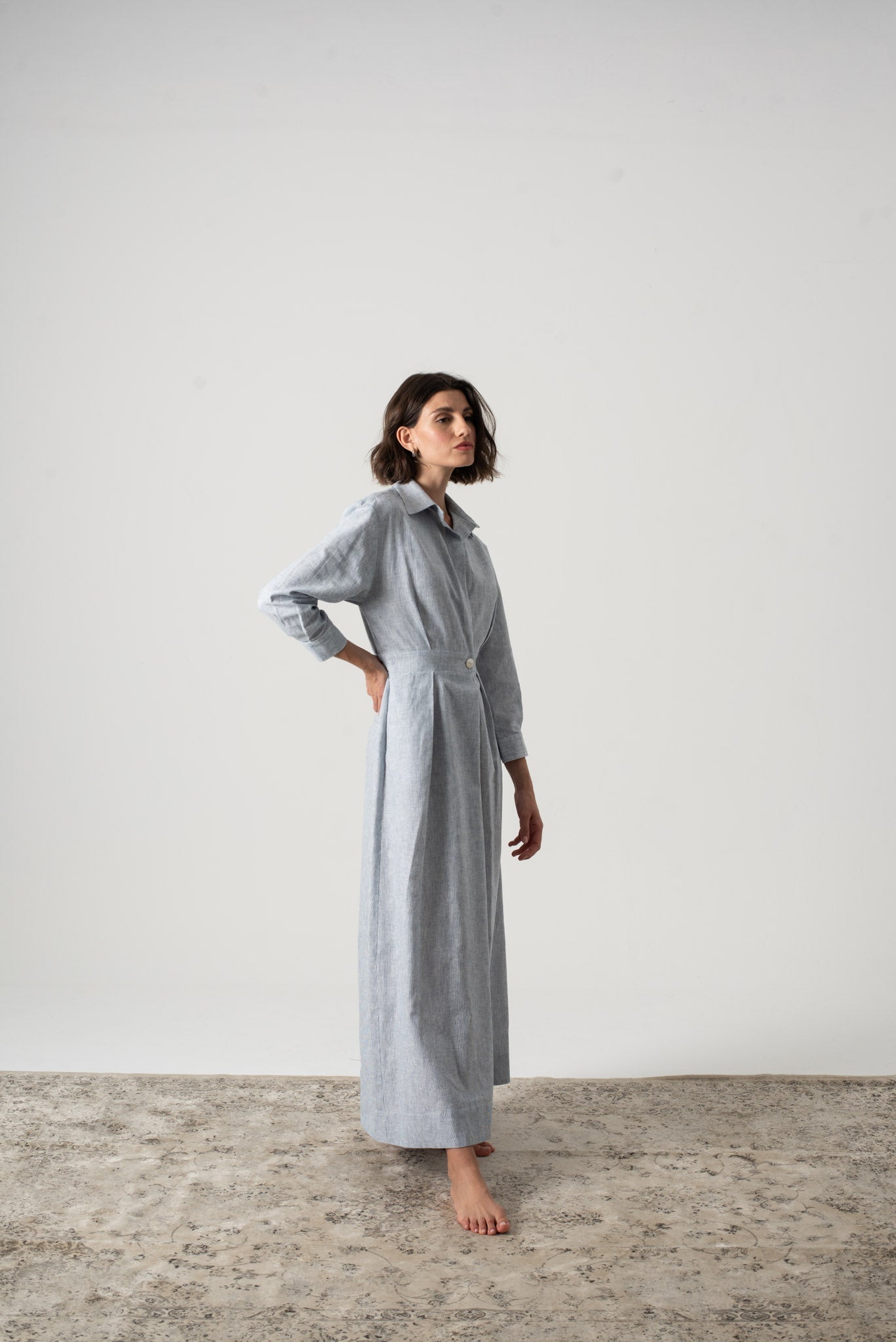 Halvar Maxi Dress French Blue Stripe Luxmii