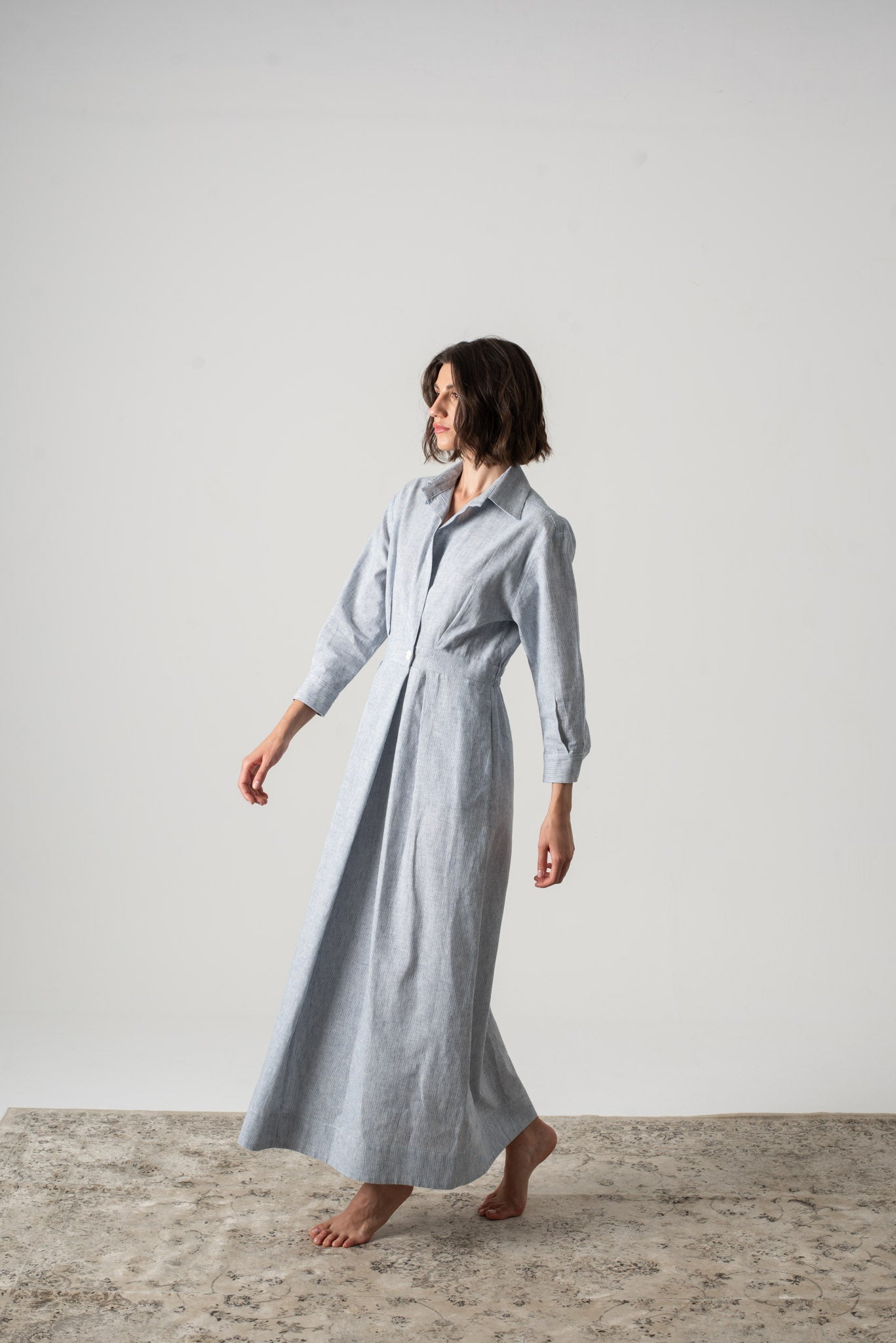 Halvar Maxi Dress French Blue Stripe Luxmii