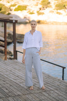 Hanne Linen Trouser French Blue Stripe Luxmii