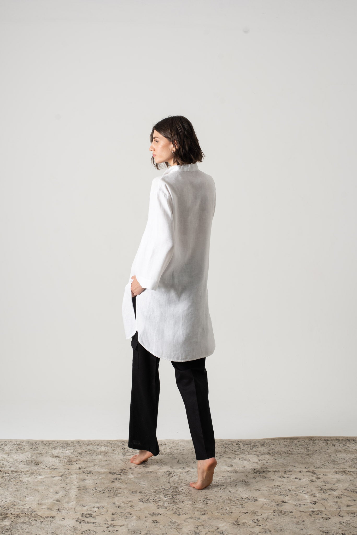 Hugo Linen Tunic Shirt White Luxmii