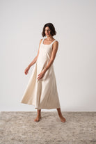 Ionia Linen Midi Dress Natural Beige Luxmii