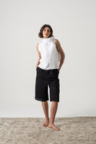 Jager Bermuda Linen Shorts Black Luxmii