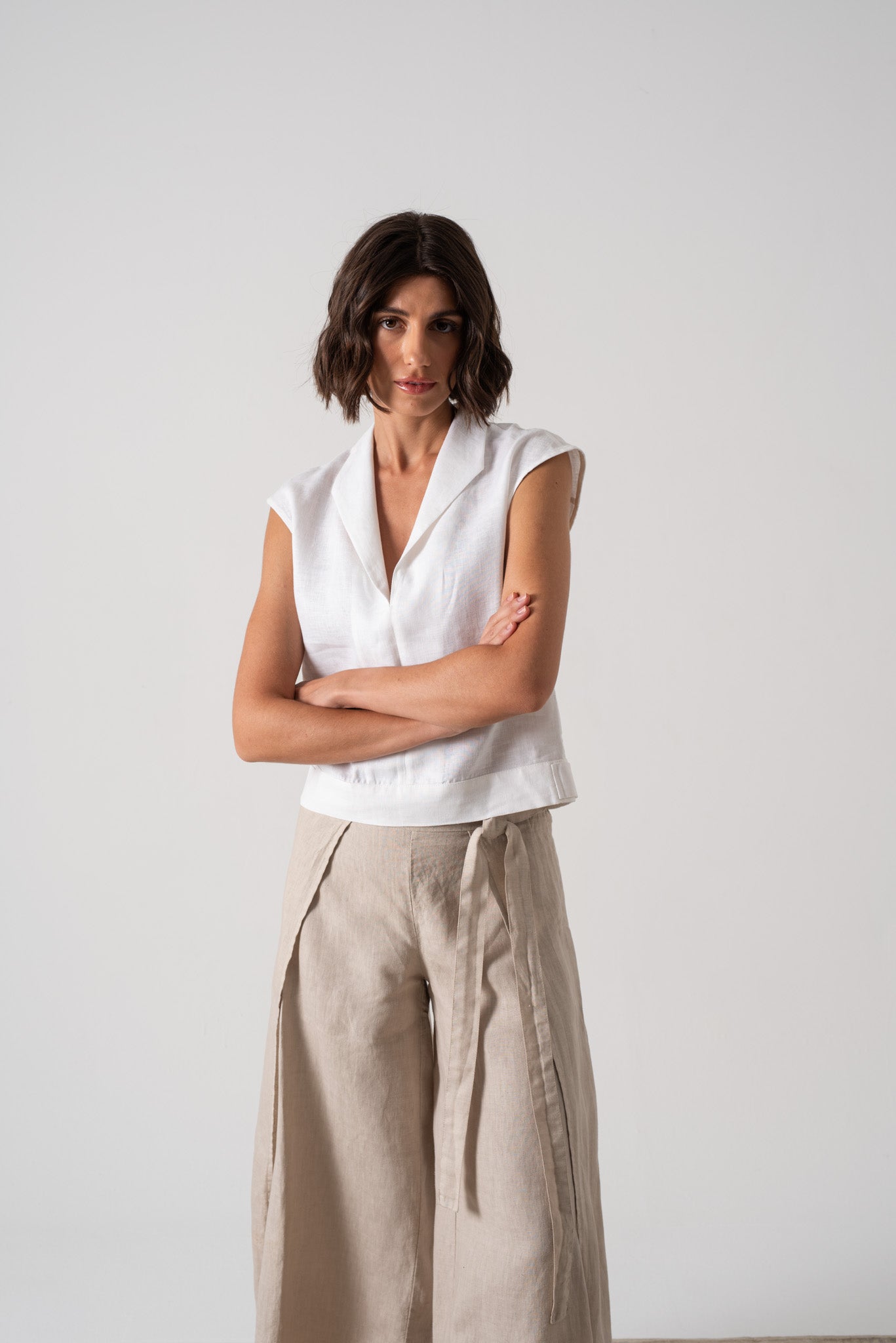 Nuvola Linen Top White Luxmii