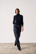 Ombra Cashmere Turtleneck Sweater Navy Luxmii