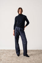 Ombra Cashmere Turtleneck Sweater Navy Luxmii