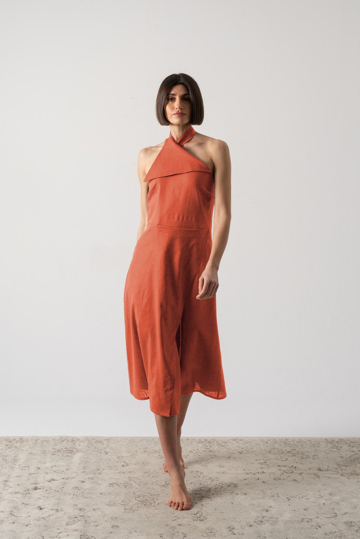 Oréa Halter Midi Dress Copper Luxmii
