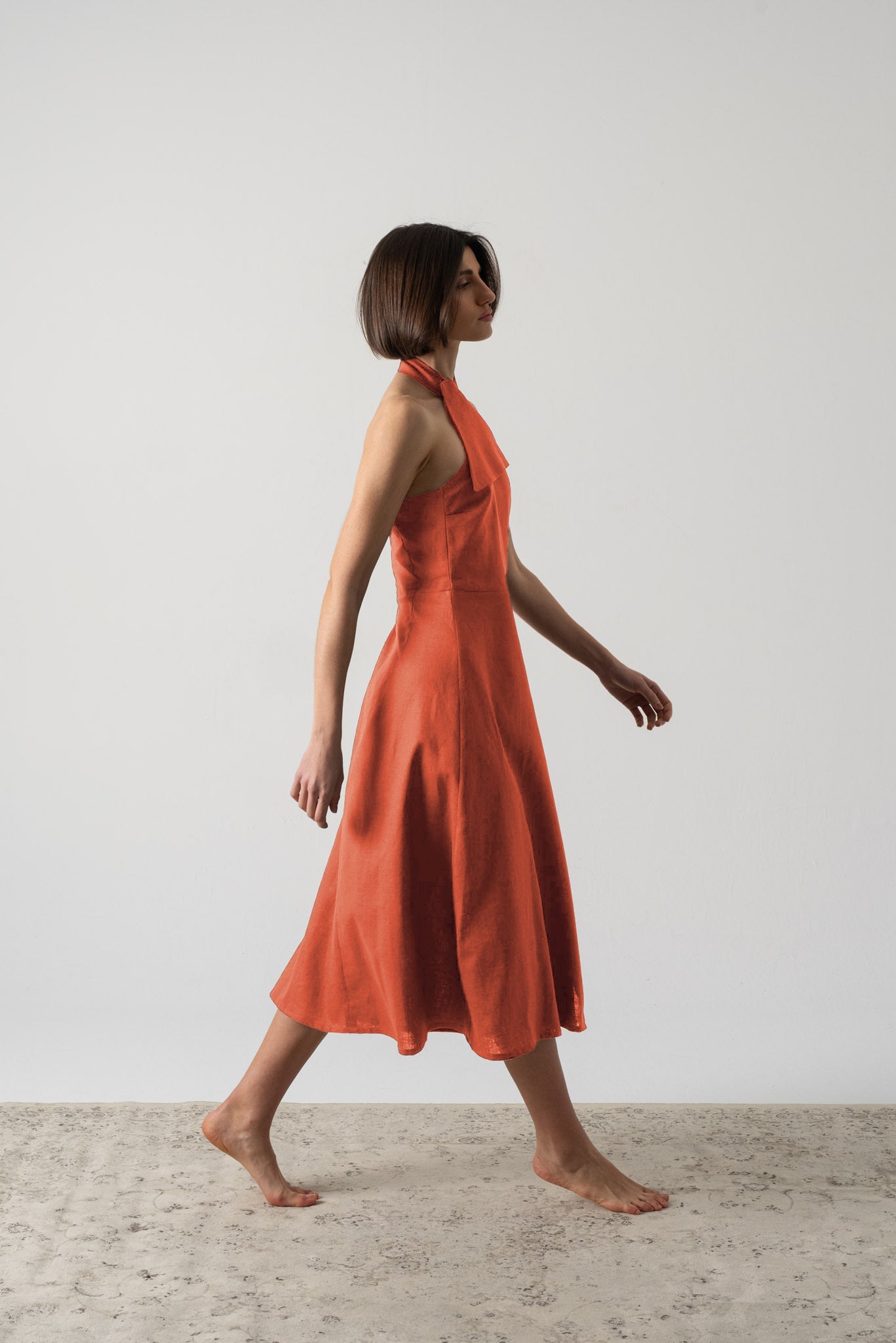 Oréa Halter Midi Dress Copper Luxmii