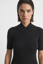 Ribbed Entonnoir Top in Black Luxmii