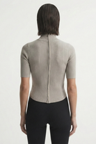 Ribbed Entonnoir Top in Pebble Grey Luxmii
