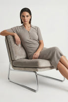 Ribbed Midi Polo Dress in Pebble Grey Luxmii