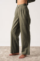 Thalia Linen Trouser Khaki Luxmii