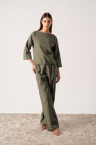 Thalia Linen Trouser Khaki Luxmii