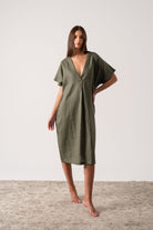 Vacanza Linen Kaftan Khaki Luxmii