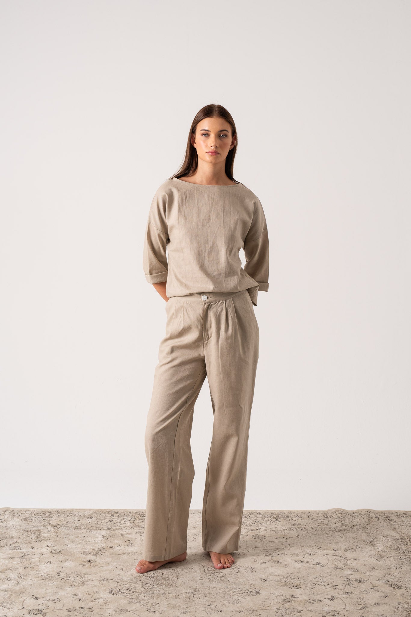 Xanthe Linen Top Oatmeal Luxmii