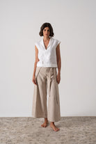 Zakai Linen Wrap Pant Oatmeal Luxmii