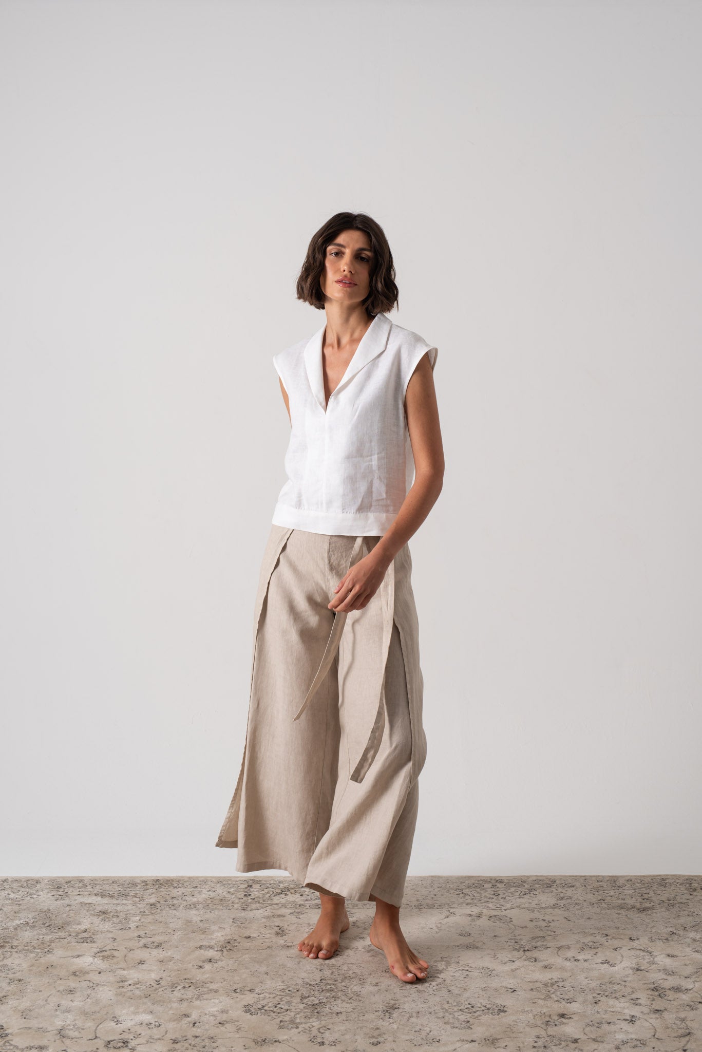 Zakai Linen Wrap Pant Oatmeal Luxmii