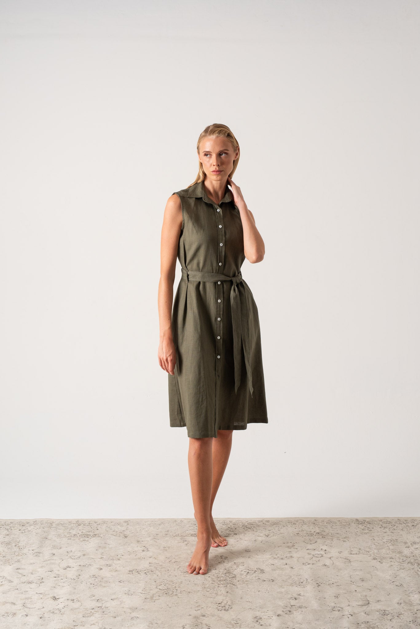 Zaya Linen Dress Khaki Luxmii