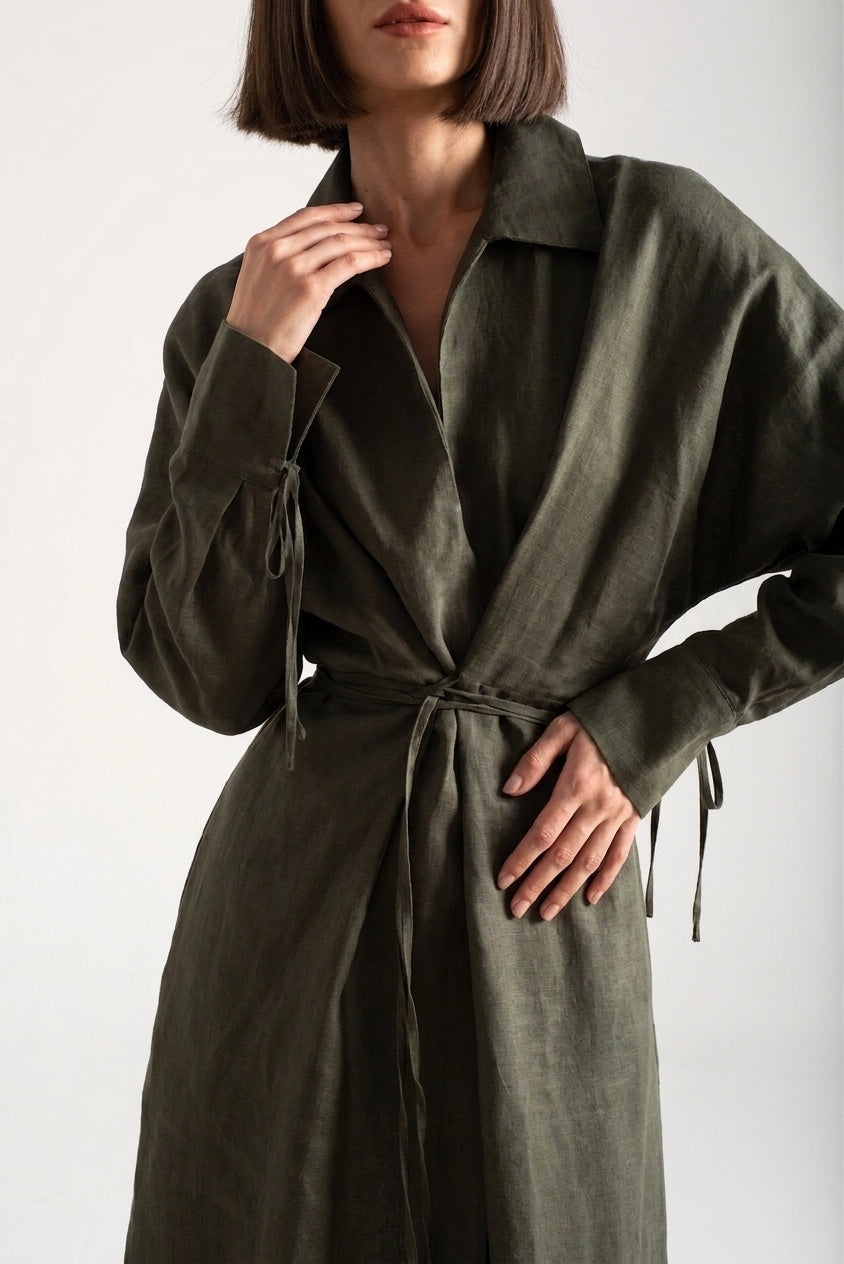 Zeus Wrap Dress Olive Luxmii