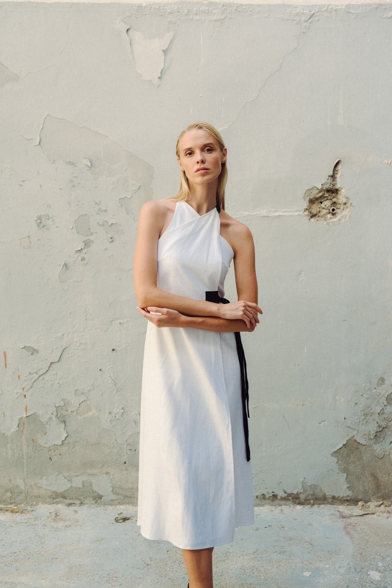 Zulu Linen Wrap Dress White Luxmii